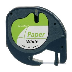 NCPD91220 BK-White 12mmX4m for DYMO-Letratag 2000,LT100H,QX50#S0721520