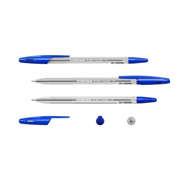 Caneta Ponta 1.0mm - Traço 0.5mm - Tinta de Secagem Rápida - Corpo Transparente - Cor Azul
