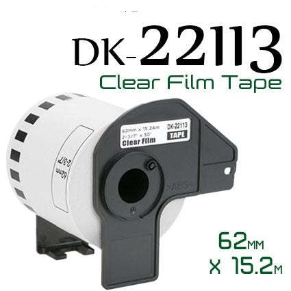 NCDK22113 Clear 62mmX15.24m para Brother P-Touch QL1000,1050,1060,820