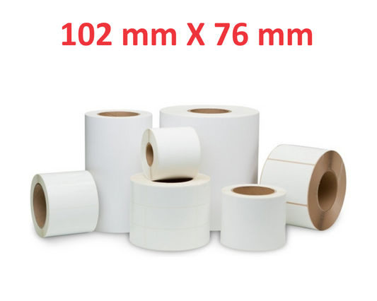 JICH102X76WT Rolo adesivo branco mate: 102mm x 76mm, 440 etiquetas, 40mm  diâmetro