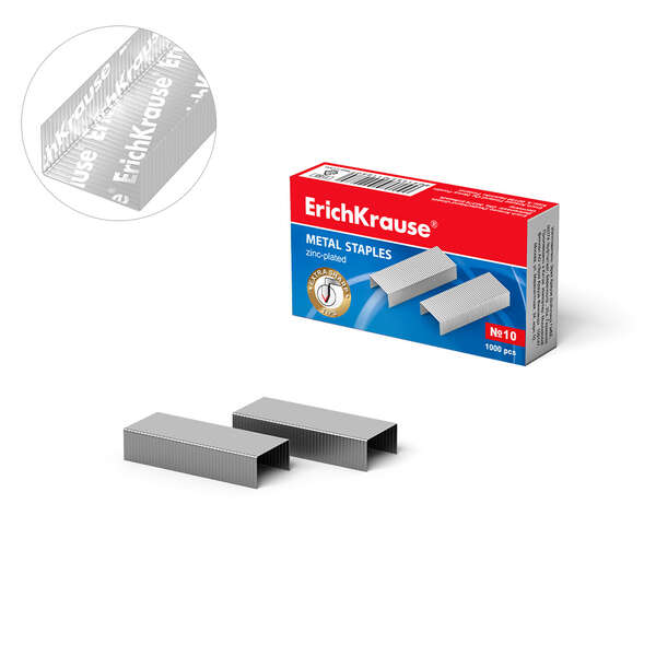 Caixa de 1000 agrafos galvanizados ErichKrause Nº10 e agrafos individuais