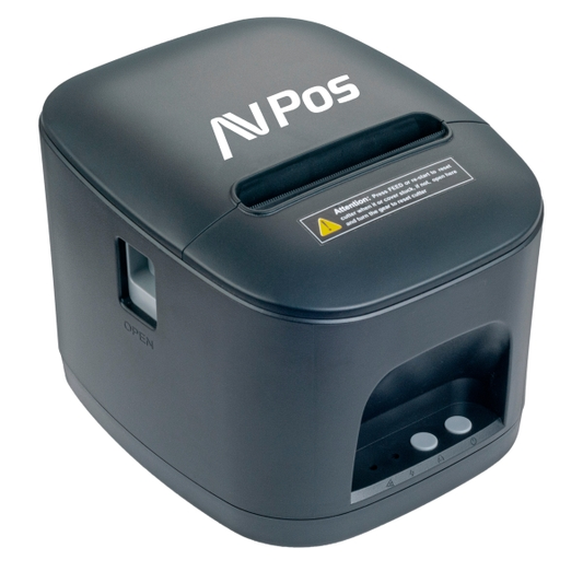 Impressora térmica de tickets AVPos TC15USB preta com corte de papel automático