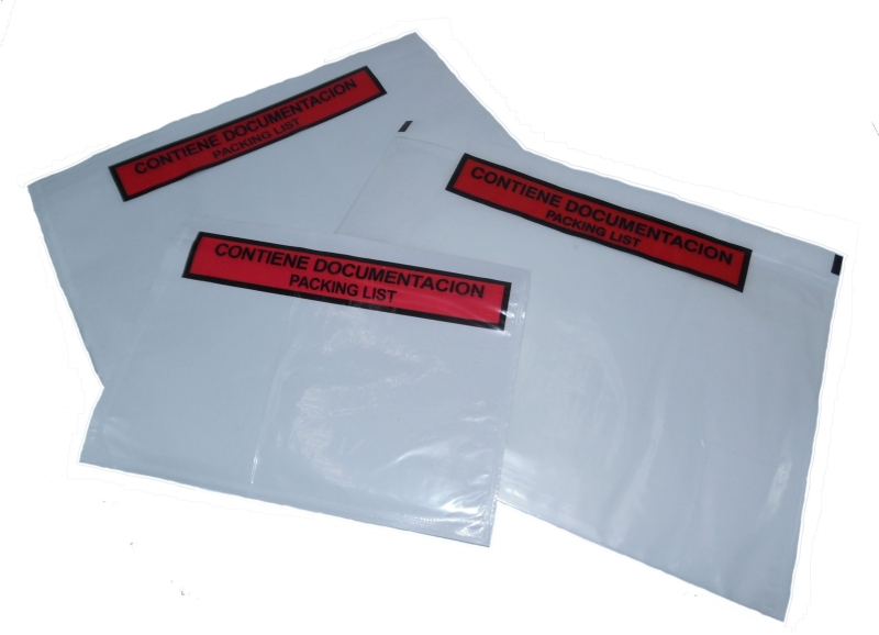 Envelopes autoadesivos transparentes Fabrisa Packing List 240x135mm — verso autoadesivo para envio de documentação